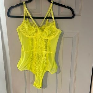 Necessary clothing, size small, yellow, lace bodysuit